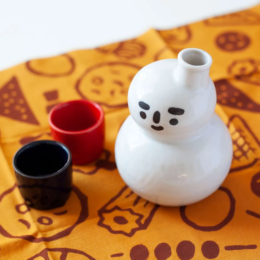 ゆきだるまとっくり（かわいい 徳利 おちょこ セット） / かまわぬ
