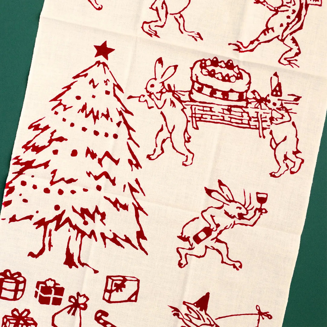 注染手ぬぐい「クリスマスの宴 赤」 / かまわぬ