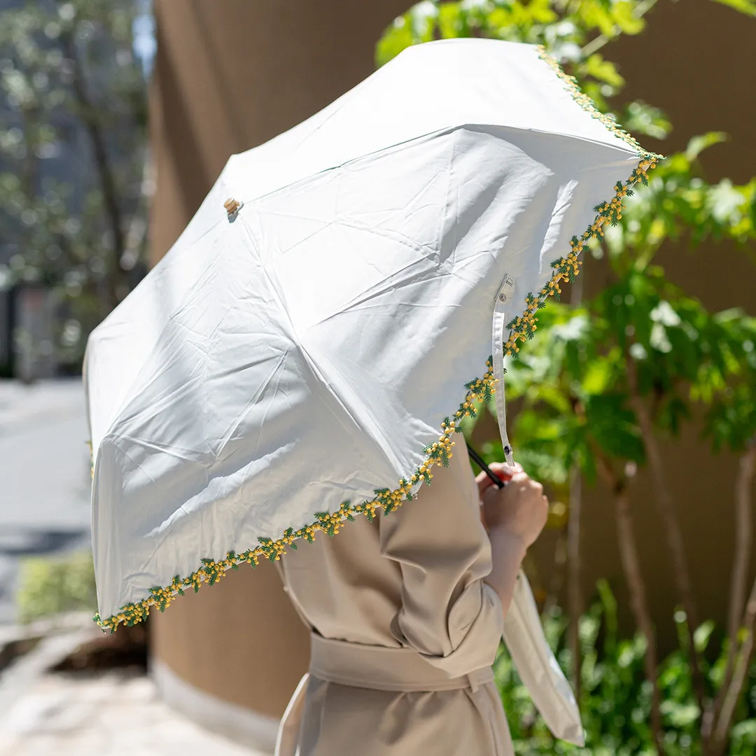 晴雨兼用 折りたたみ傘 PUフラワーレース トートバッグ ミニ