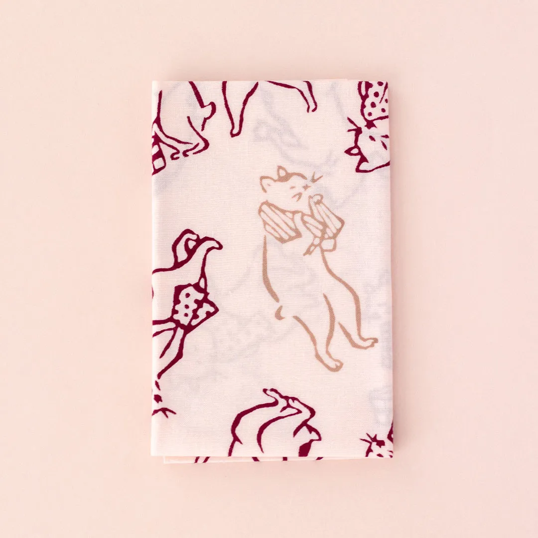 注染手ぬぐい「猫の湯 あずき色」 / かまわぬ