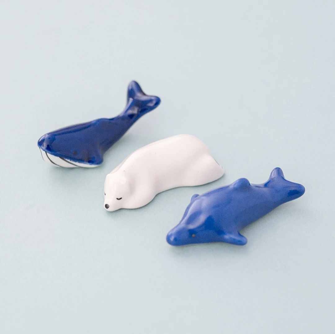 海の生き物の箸置きセット（イルカ・クジラ・シロクマ）
